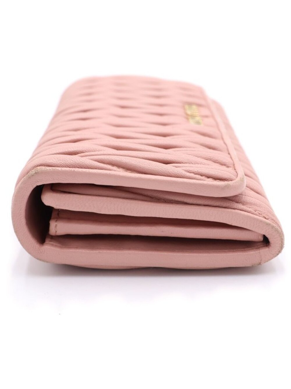 Miu Miu Matelasse Wallet Card Case Pink Leather Gold - Picture 3 of 6